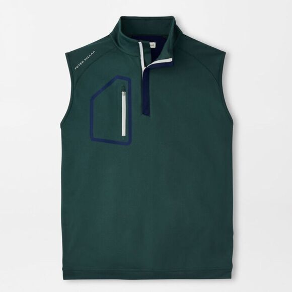 Peter Millar Balsam Green Forge Performance Quarter-Zip Vest Golf Green Blue - Picture 1 of 6
